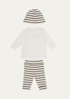 MonclerKid's T-Shirt, Leggings, and Bonnet Set, Size 0M-12M