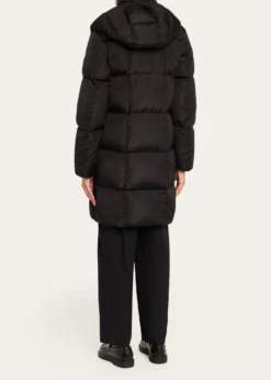 MonclerLitte Long Down Puffer Coat with Detachable Hood