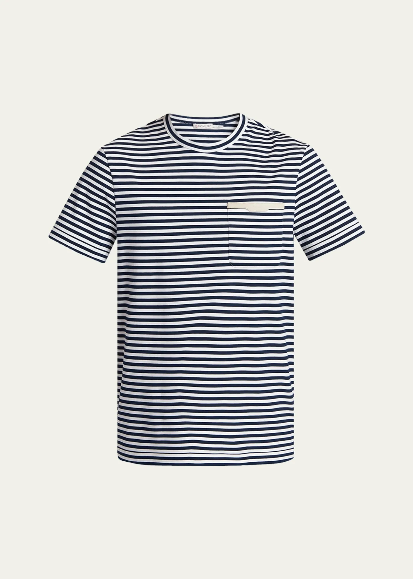 MonclerMen's Stripe Leather-Trim Pocket T-Shirt
