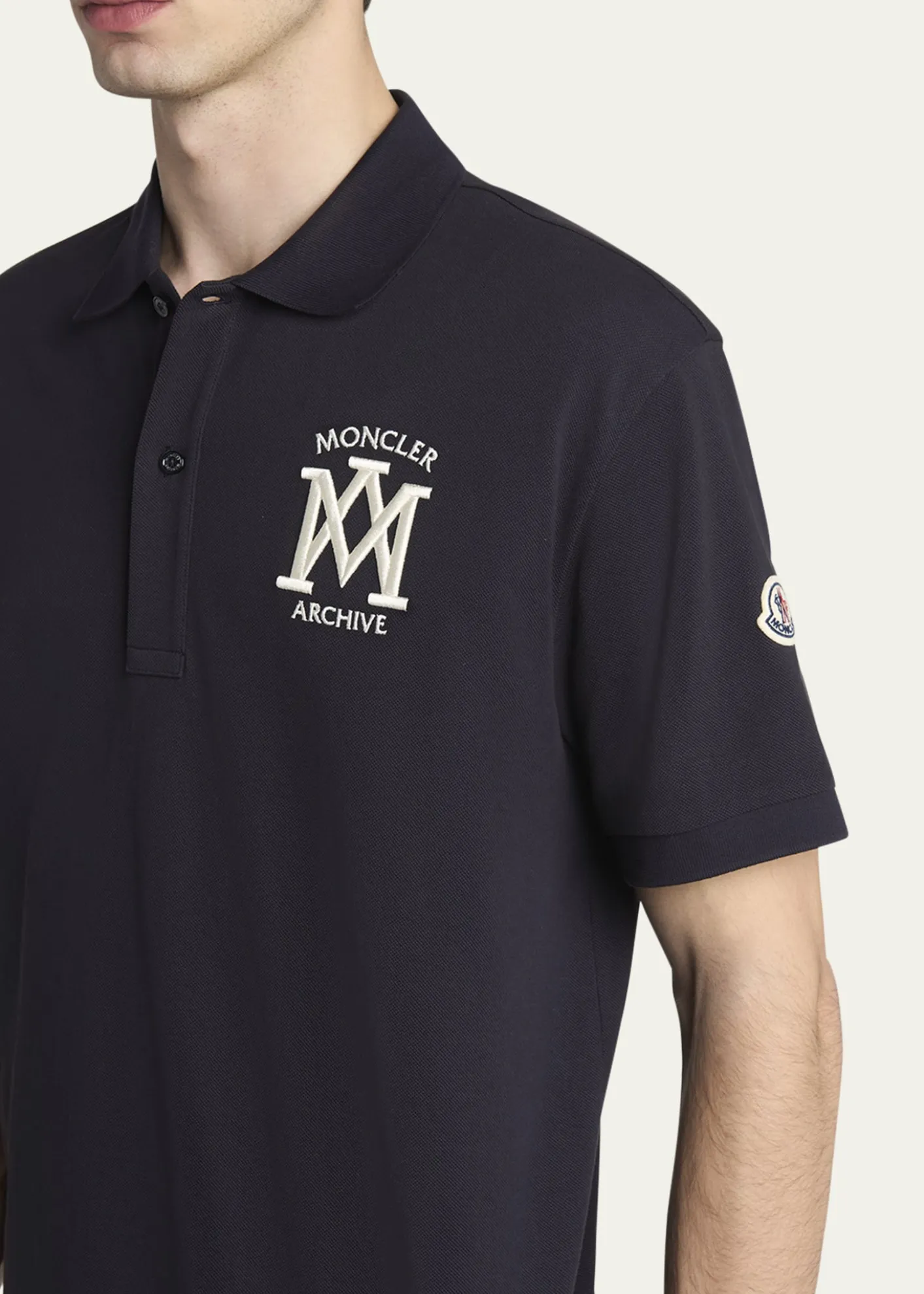 MonclerMen's Cotton Archive Logo Polo Shirt