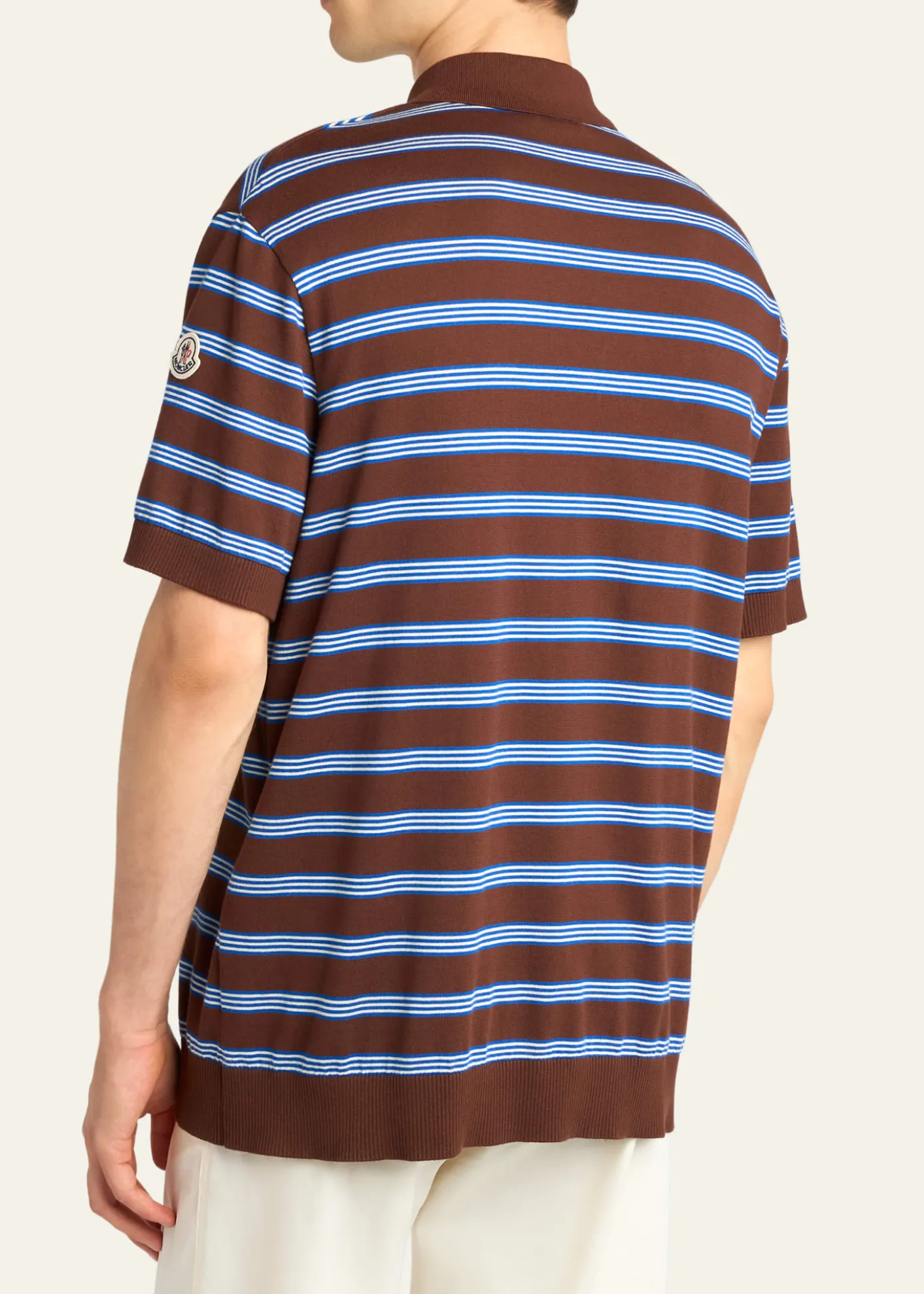 MonclerMen's Cotton Knit Triple-Stripe Polo Shirt