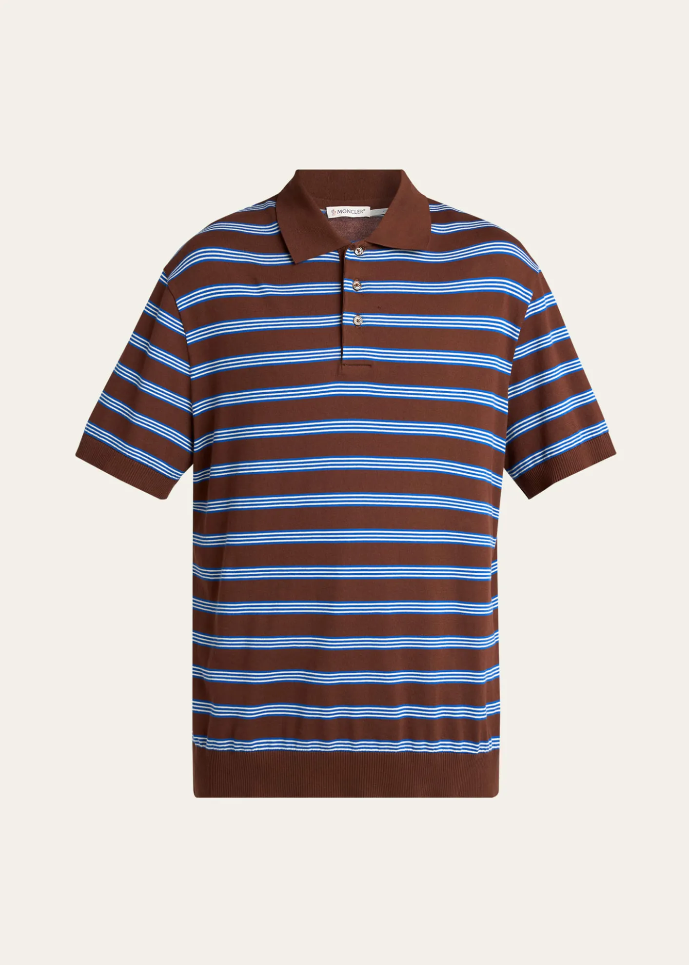 MonclerMen's Cotton Knit Triple-Stripe Polo Shirt