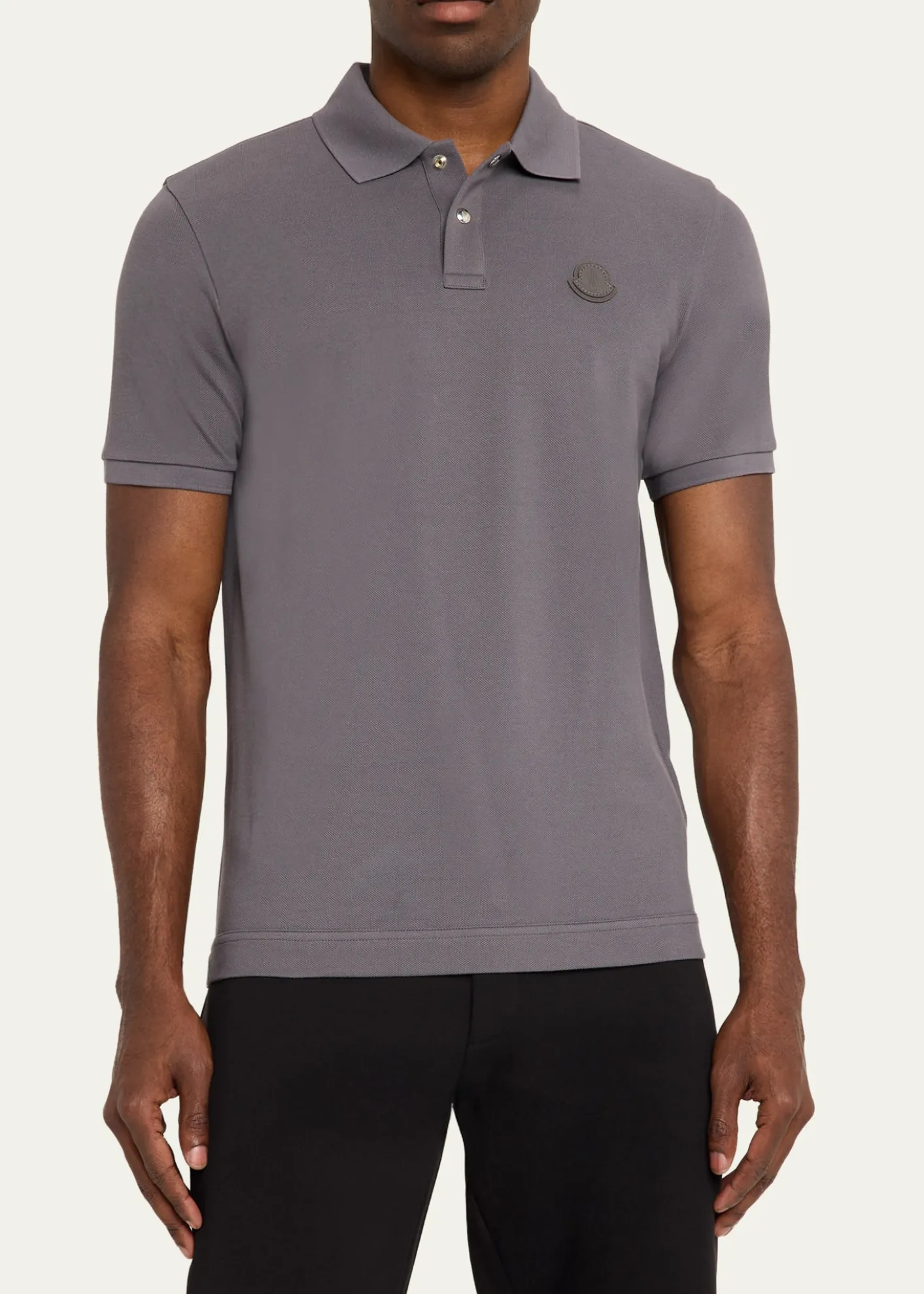 MonclerMen's Cotton Leather-Logo Polo Shirt