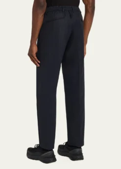 MonclerMen's Cotton Leather-Trim Straight Leg Trousers