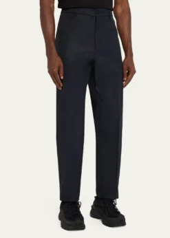 MonclerMen's Cotton Leather-Trim Straight Leg Trousers