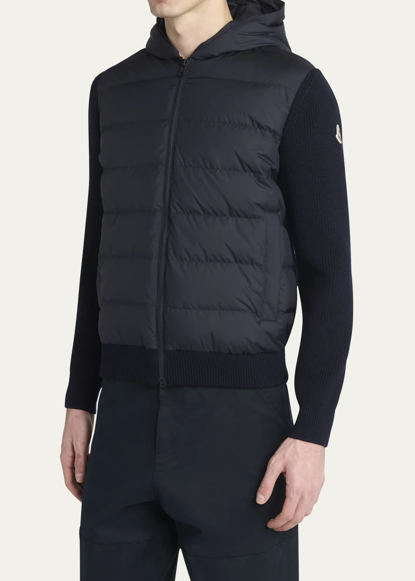 MonclerMen's Down Quilted Wool Knit Hooded Cardigan