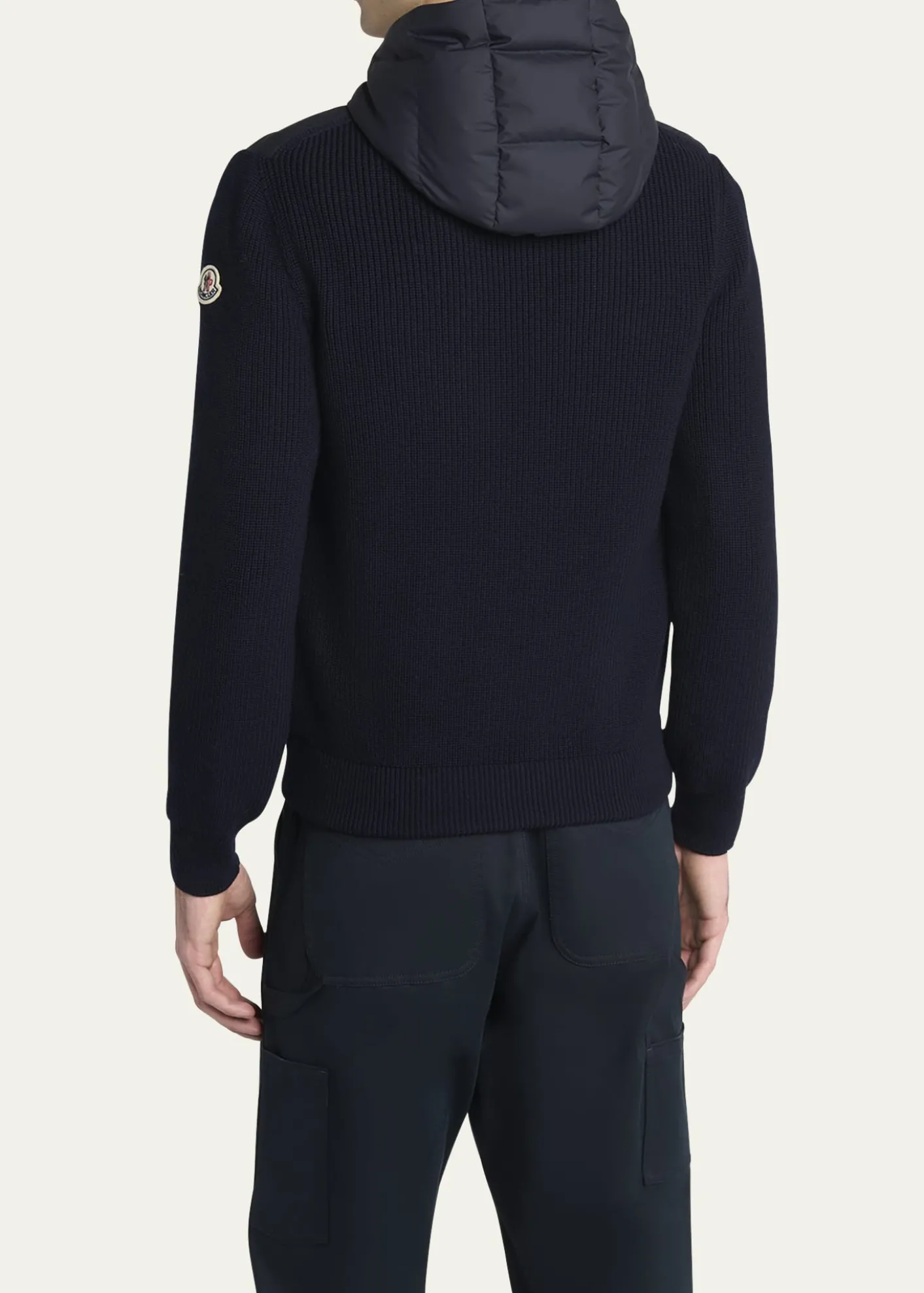 MonclerMen's Down Quilted Wool Knit Hooded Cardigan