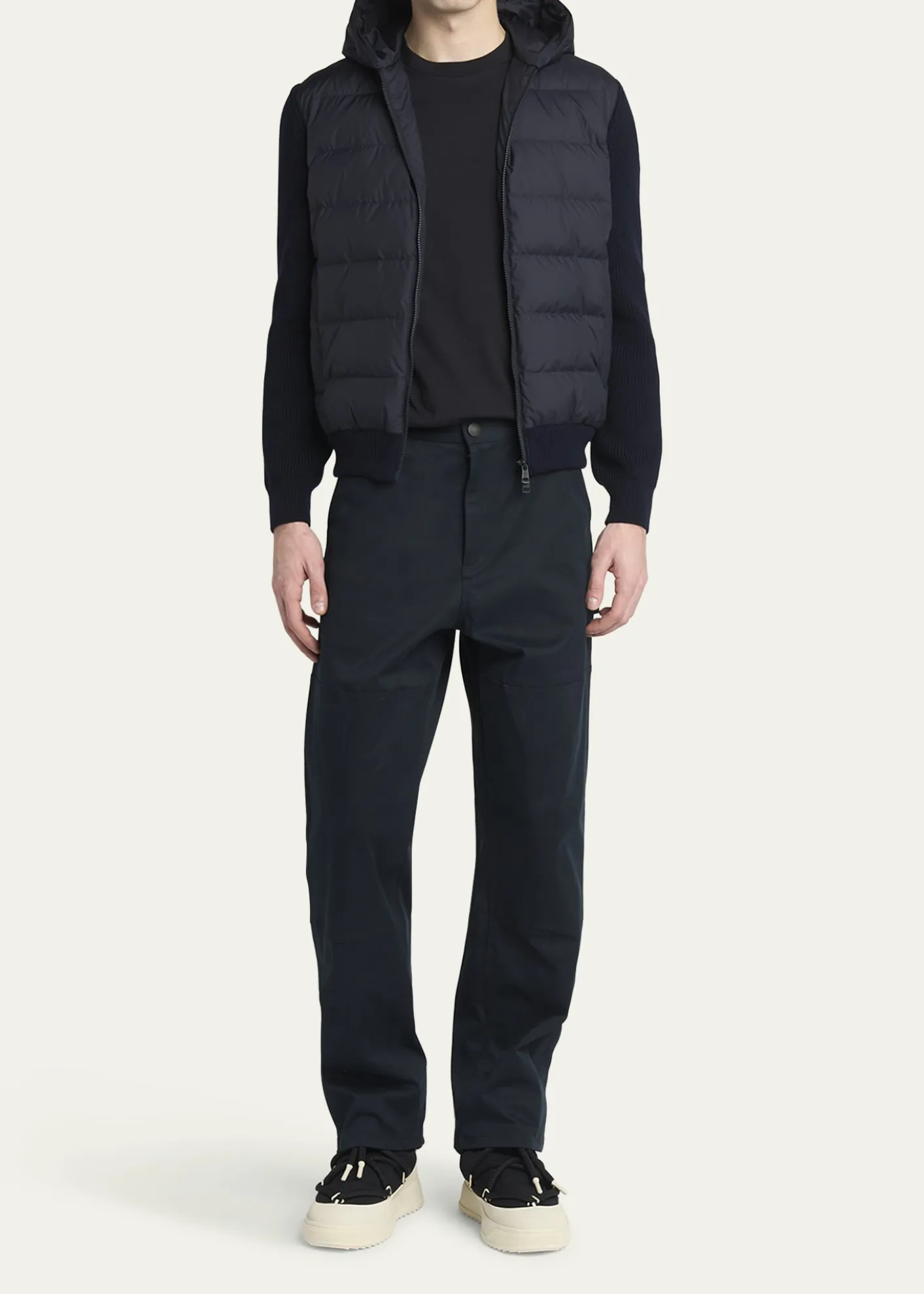 MonclerMen's Down Quilted Wool Knit Hooded Cardigan