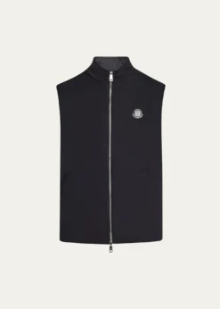 MonclerMen's Full-Zip Leather-Emblem Vest