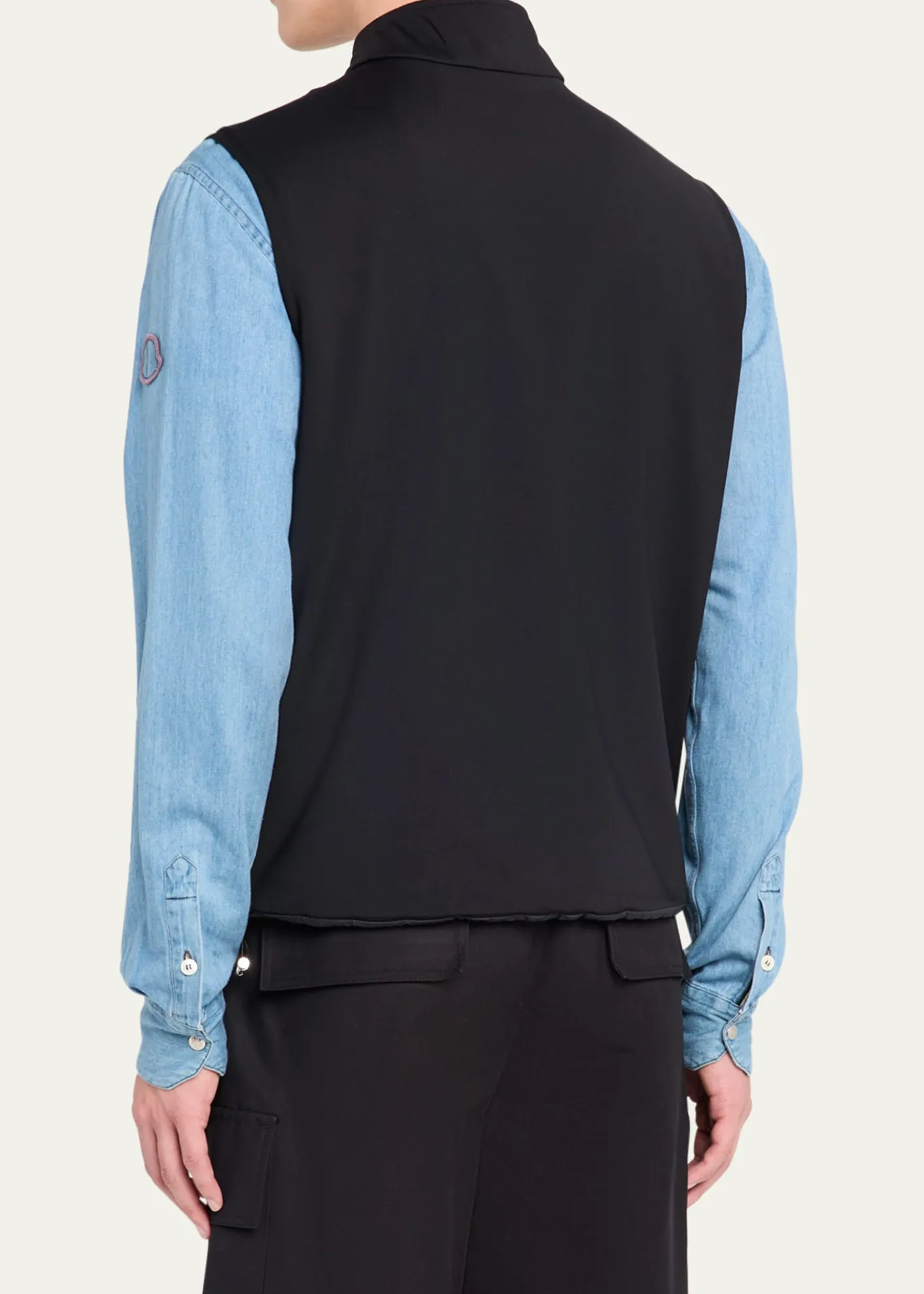 MonclerMen's Full-Zip Leather-Emblem Vest