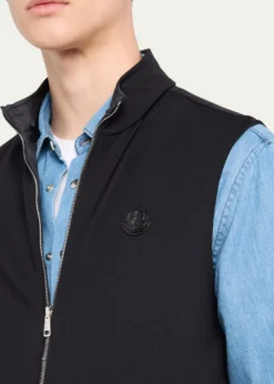 MonclerMen's Full-Zip Leather-Emblem Vest