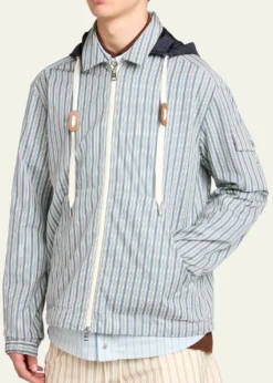 MonclerMen's Havas Stripe Full-Zip Hooded Shirt Jacket