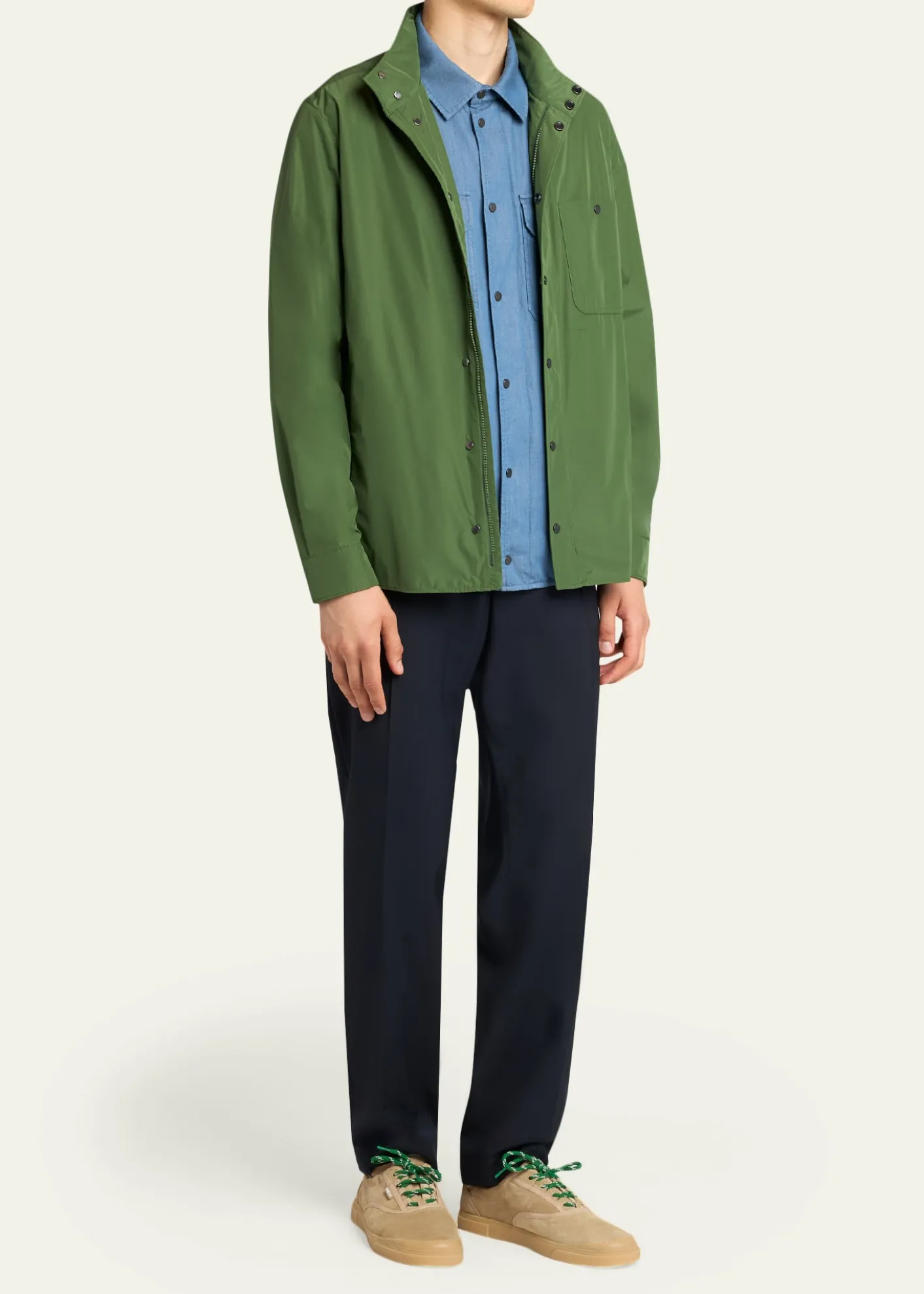 MonclerMen's Lascax Polyester Shirt Jacket with Leather Logo