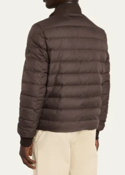 MonclerMen's Leather and Polyester Hybrid Full-Zip Jacket