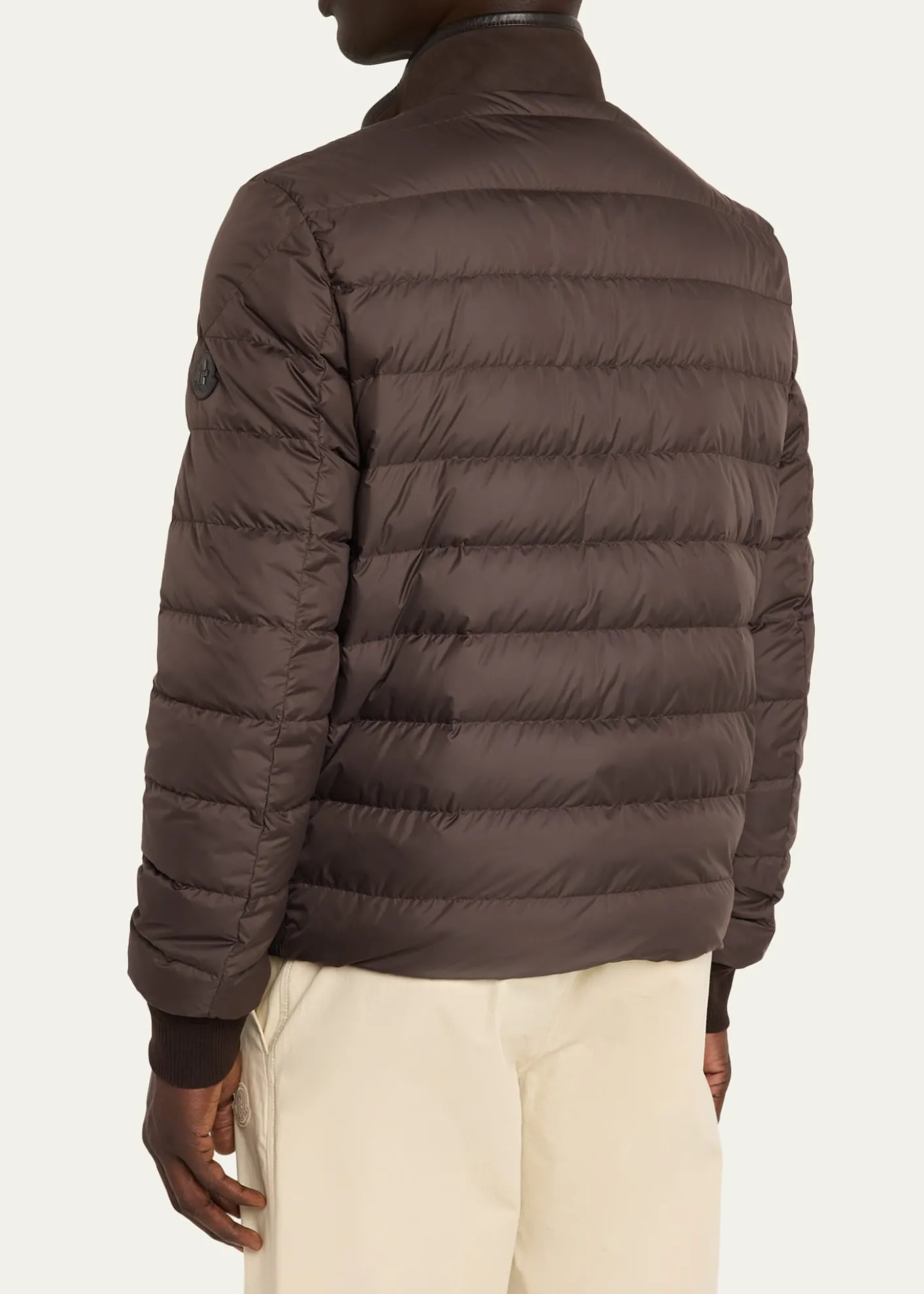 MonclerMen's Leather and Polyester Hybrid Full-Zip Jacket