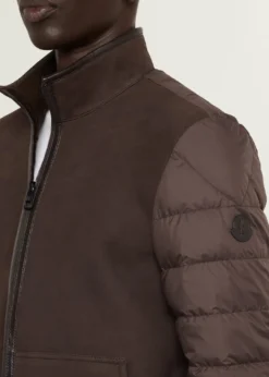 MonclerMen's Leather and Polyester Hybrid Full-Zip Jacket