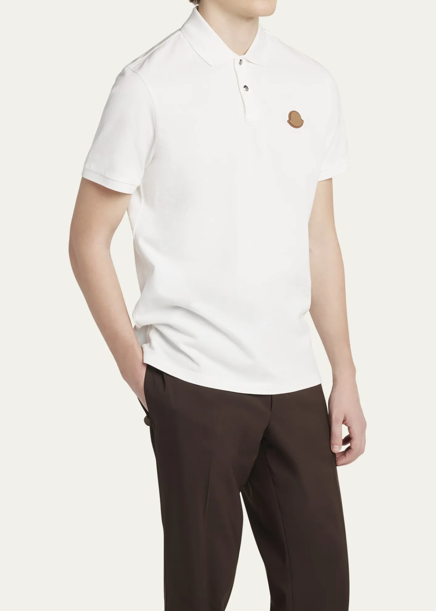 MonclerMen's Leather-Emblem Polo Shirt