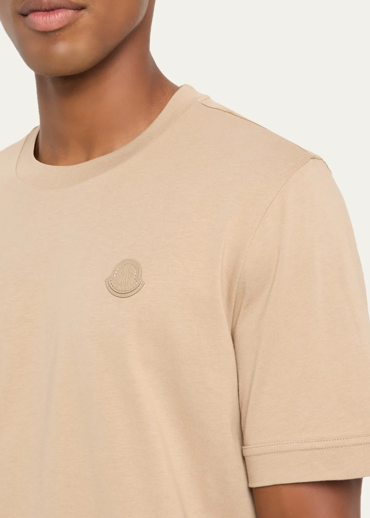 MonclerMen's Leather Logo Crewneck T-Shirt
