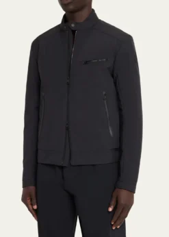 MonclerMen's Matte Band Collar Full-Zip Jacket