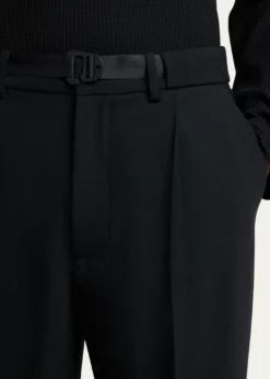 MonclerMen's Matte Black Belted Twill Trousers