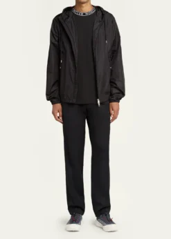 MonclerMen's Nylon Hooded Grosgrain-Trim Full-Zip Jacket