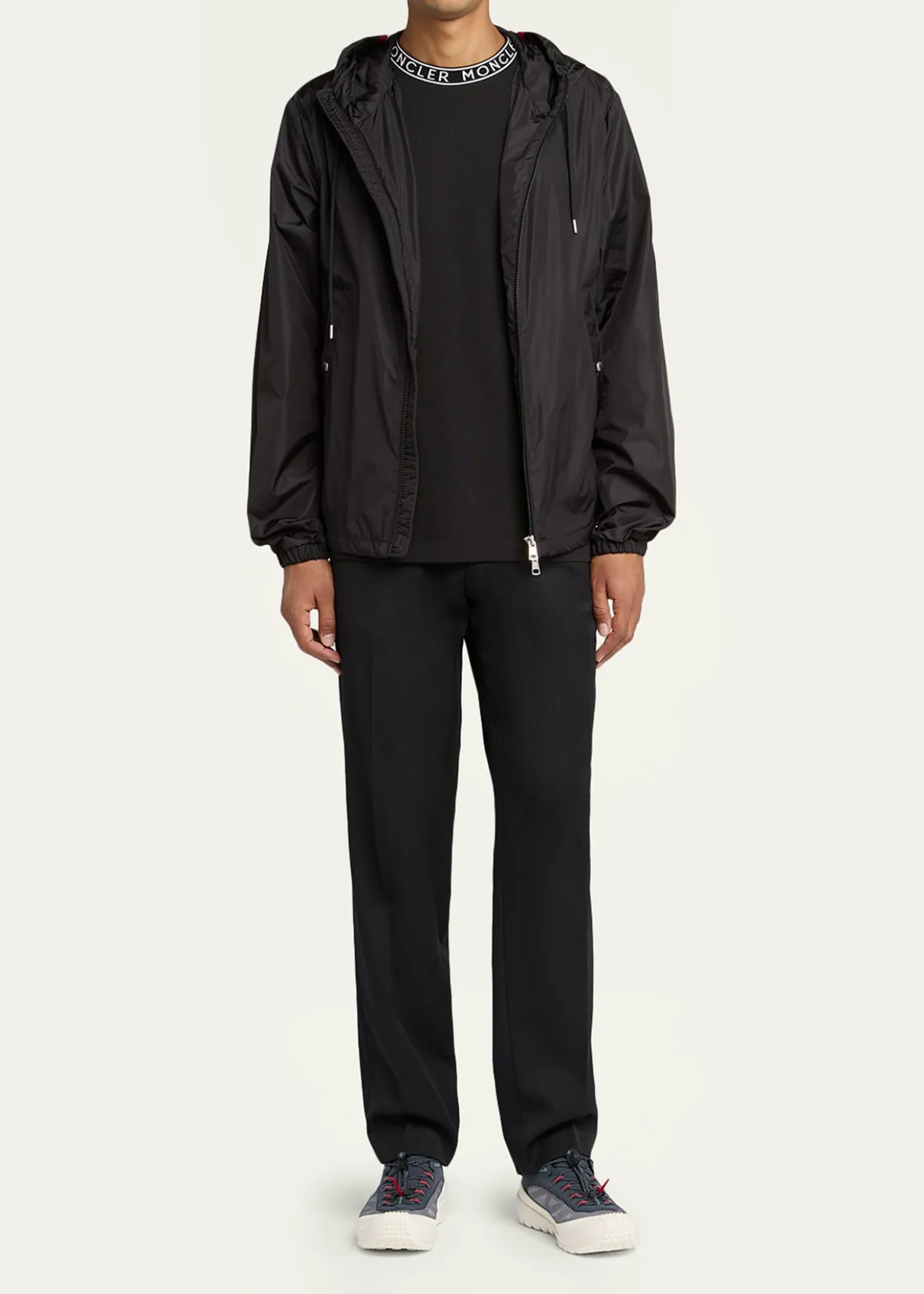 MonclerMen's Nylon Hooded Grosgrain-Trim Full-Zip Jacket
