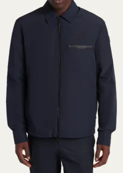 MonclerMen's Nylon Leather-Trim Full-Zip Shirt Jacket