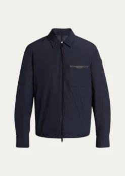 MonclerMen's Nylon Leather-Trim Full-Zip Shirt Jacket