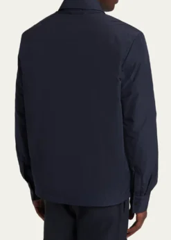 MonclerMen's Nylon Leather-Trim Full-Zip Shirt Jacket