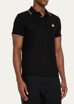 MonclerMen's Short Sleeve Polo with Contrast Sleeves