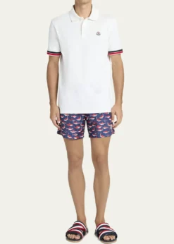 MonclerMen's Striped-Trim Pique Polo Shirt