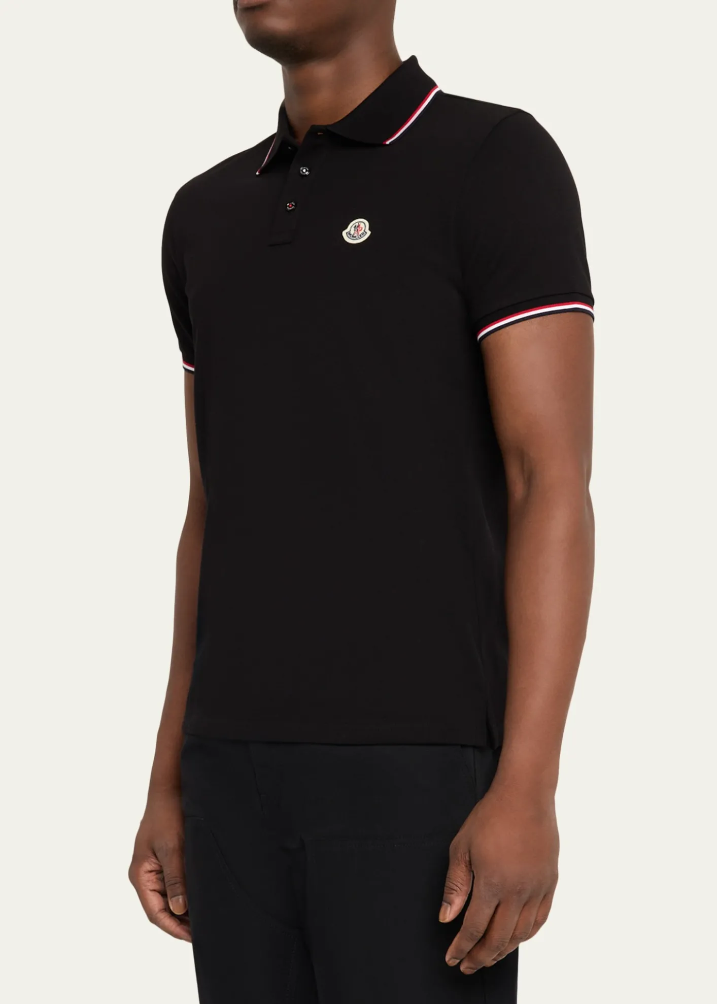 MonclerMen's Stripe-Trim Cotton Polo Shirt