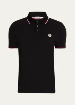 MonclerMen's Stripe-Trim Cotton Polo Shirt