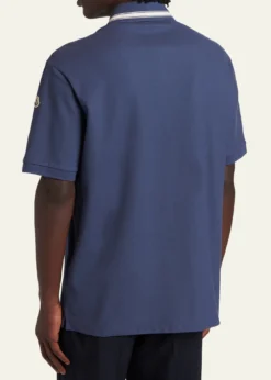 MonclerMen's Stripe-Trim Cotton Pique Polo Shirt