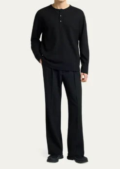 MonclerMen's Waffle Knit Long-Sleeve Henley T-Shirt