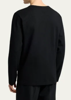 MonclerMen's Waffle Knit Long-Sleeve Henley T-Shirt
