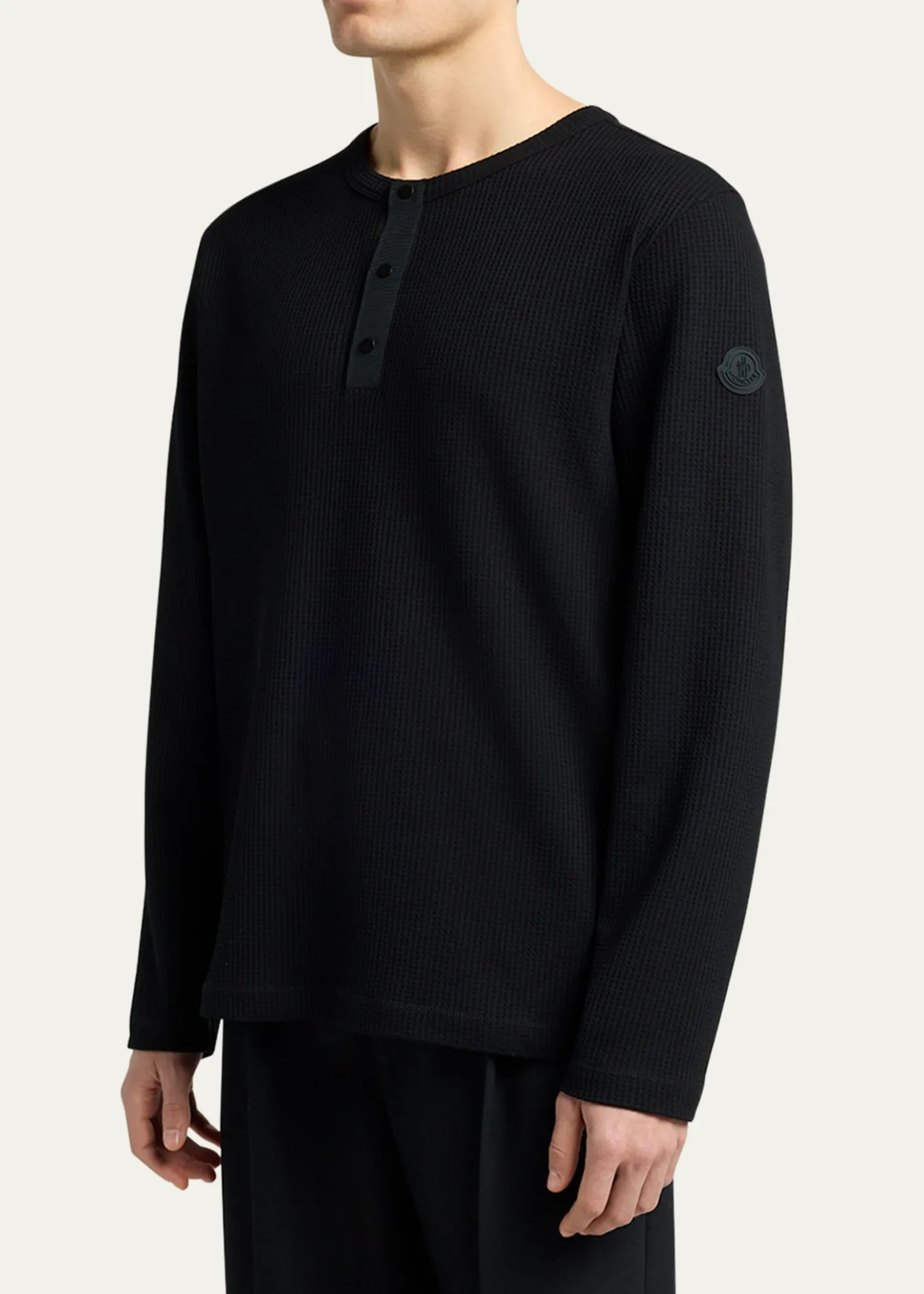 MonclerMen's Waffle Knit Long-Sleeve Henley T-Shirt