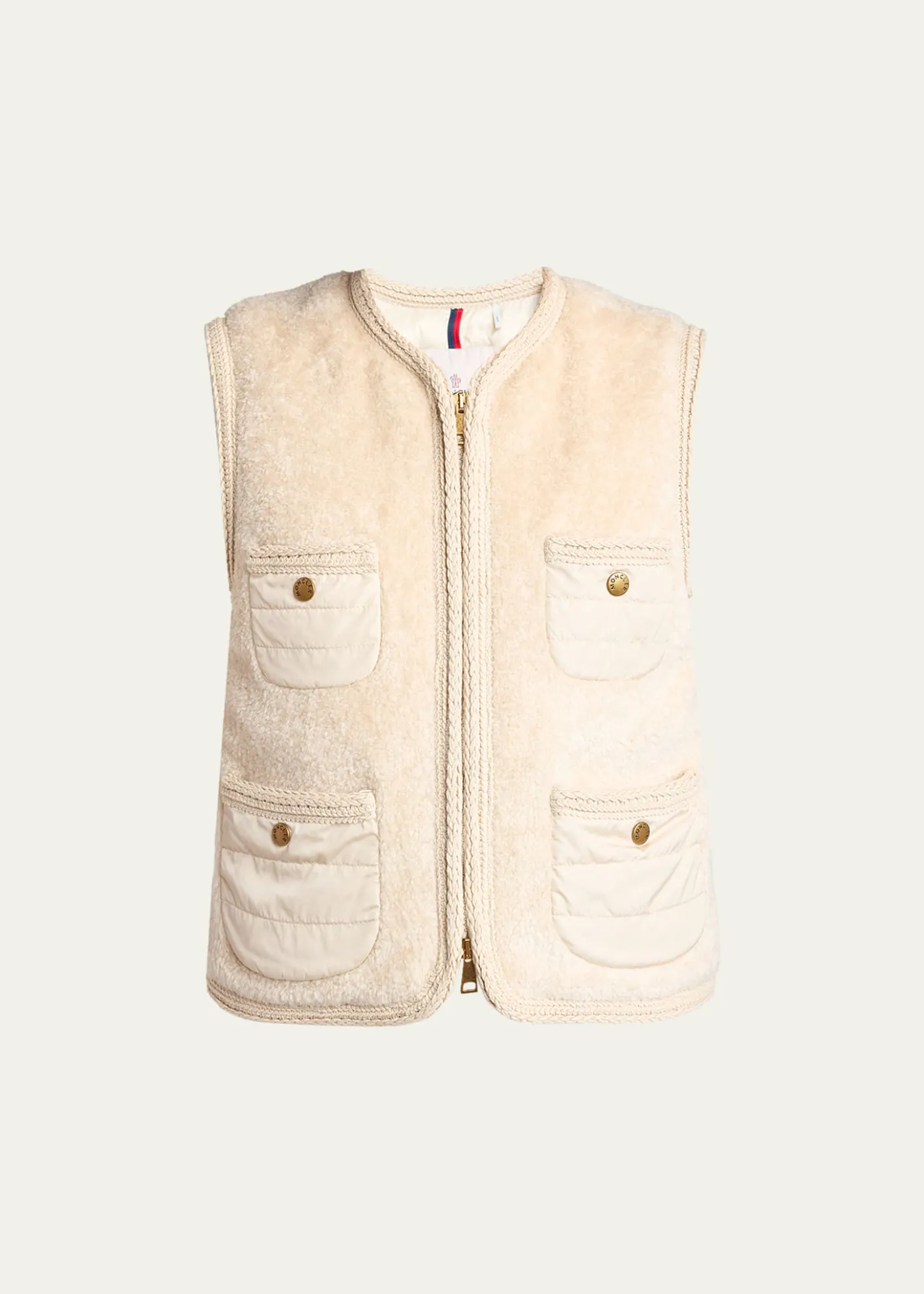 MonclerMimosas Braided Trim Teddy Down Vest