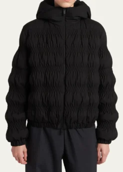 MonclerNoyer Gather-Quilted Hooded Short Down Jacket