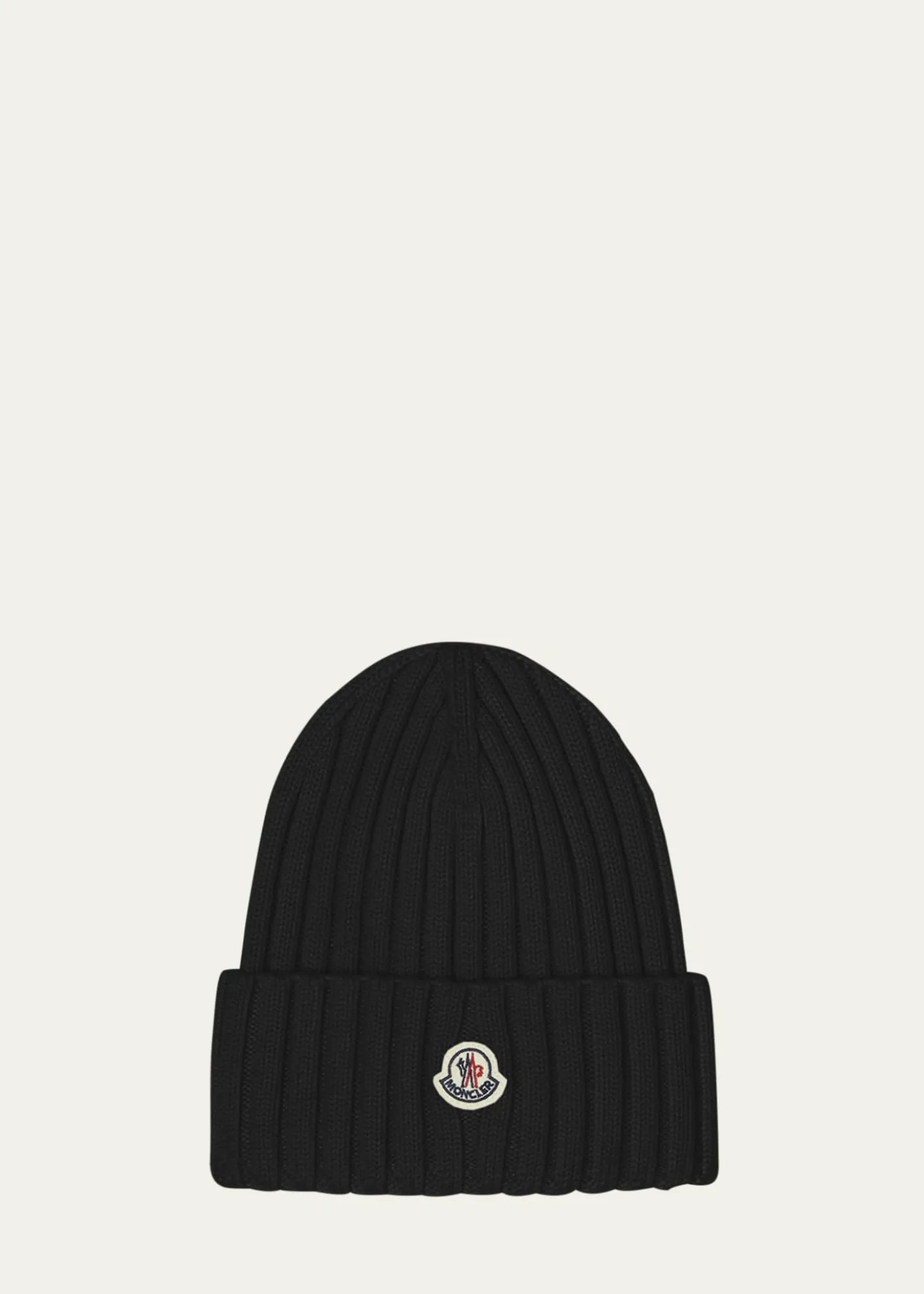 MonclerRibbed Wool Logo Beanie