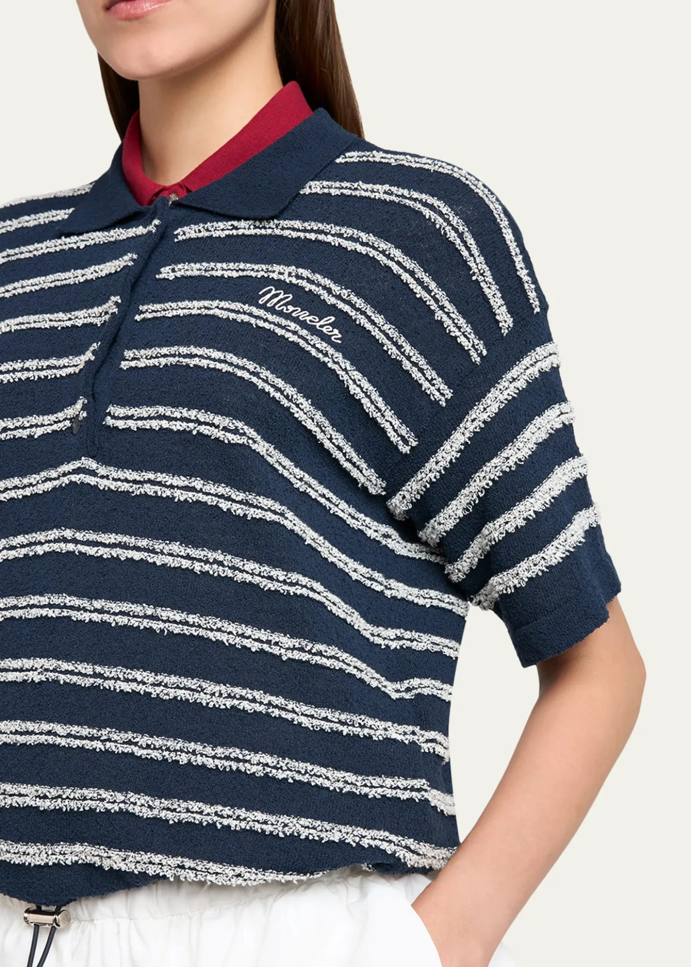 MonclerShort-Sleeve Cotton Terry Polo Top