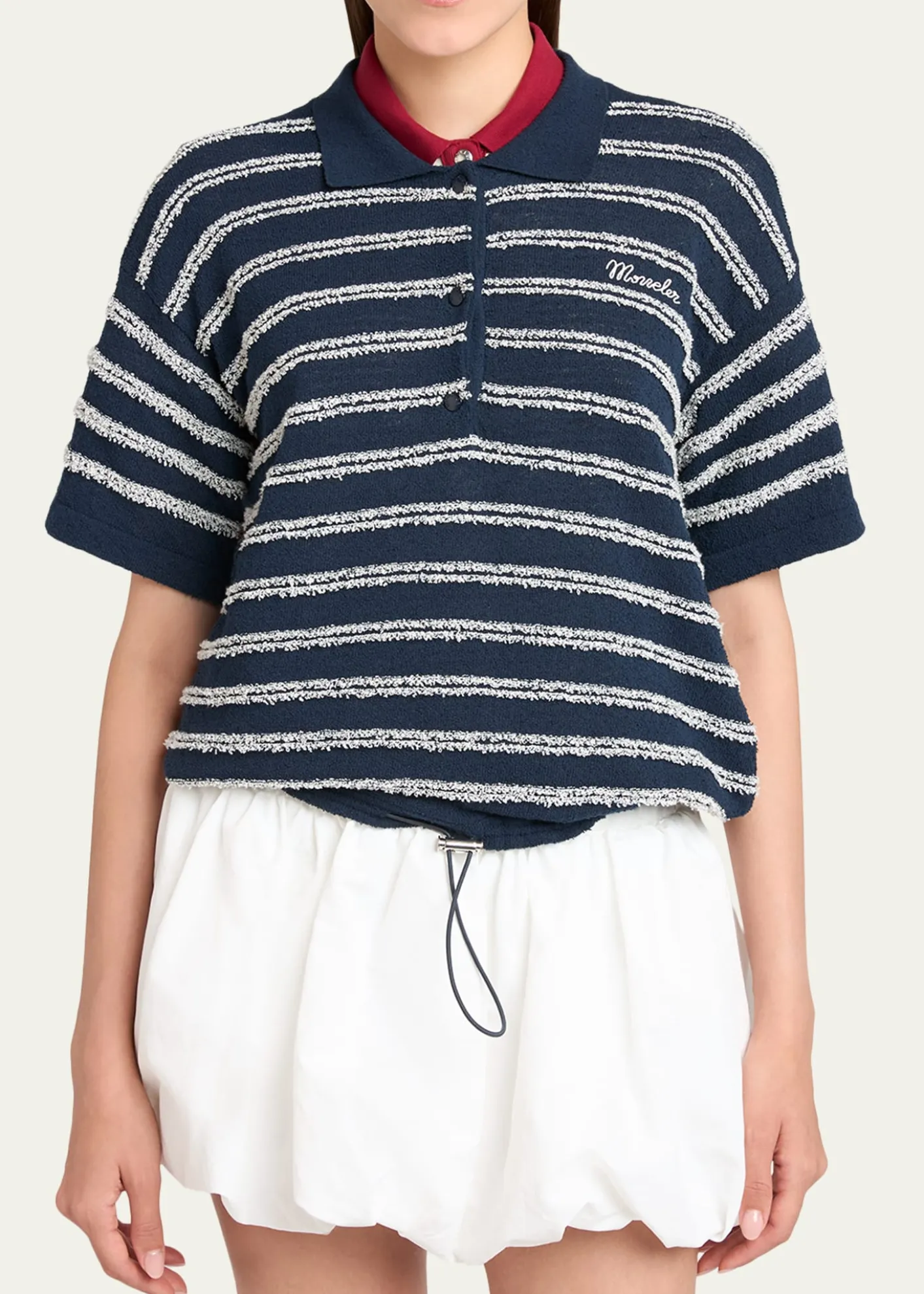 MonclerShort-Sleeve Cotton Terry Polo Top