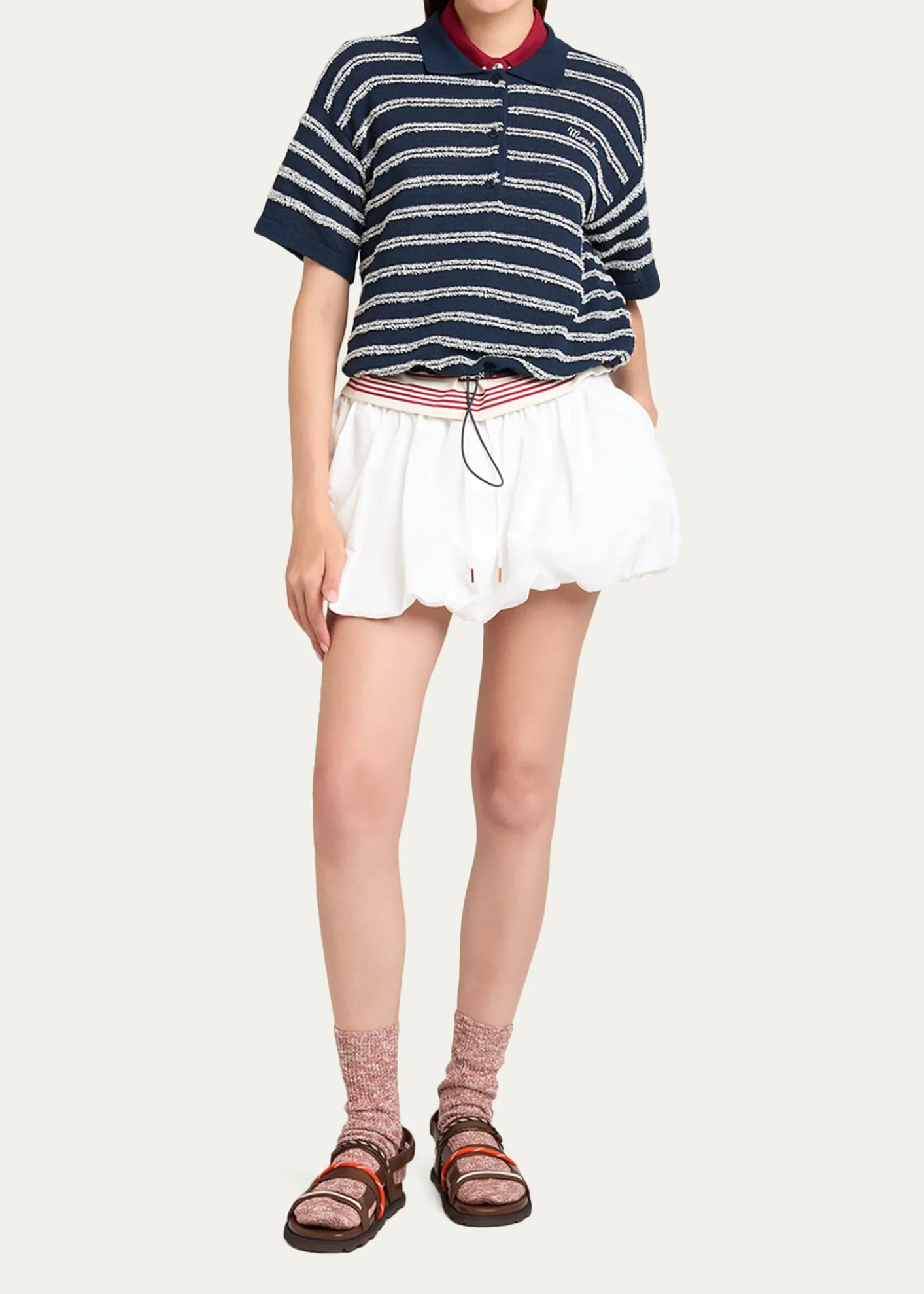 MonclerShort-Sleeve Cotton Terry Polo Top