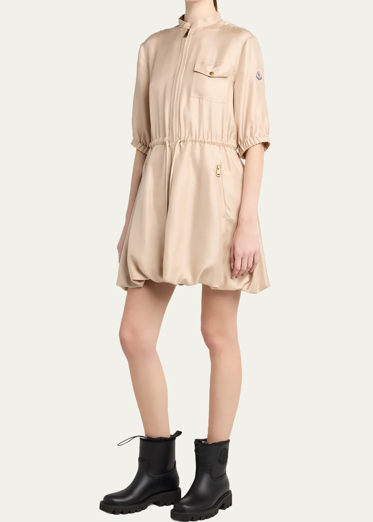 MonclerSilk Twill Mini Shirtdress