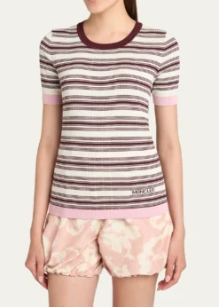 MonclerStripe Short-Sleeve Top