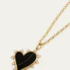 Monica Rich KosannBlack Agate Heart Necklace with Diamonds