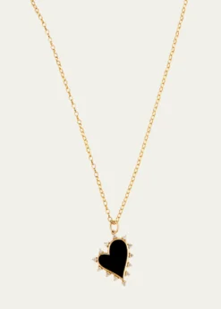 Monica Rich KosannBlack Agate Heart Necklace with Diamonds