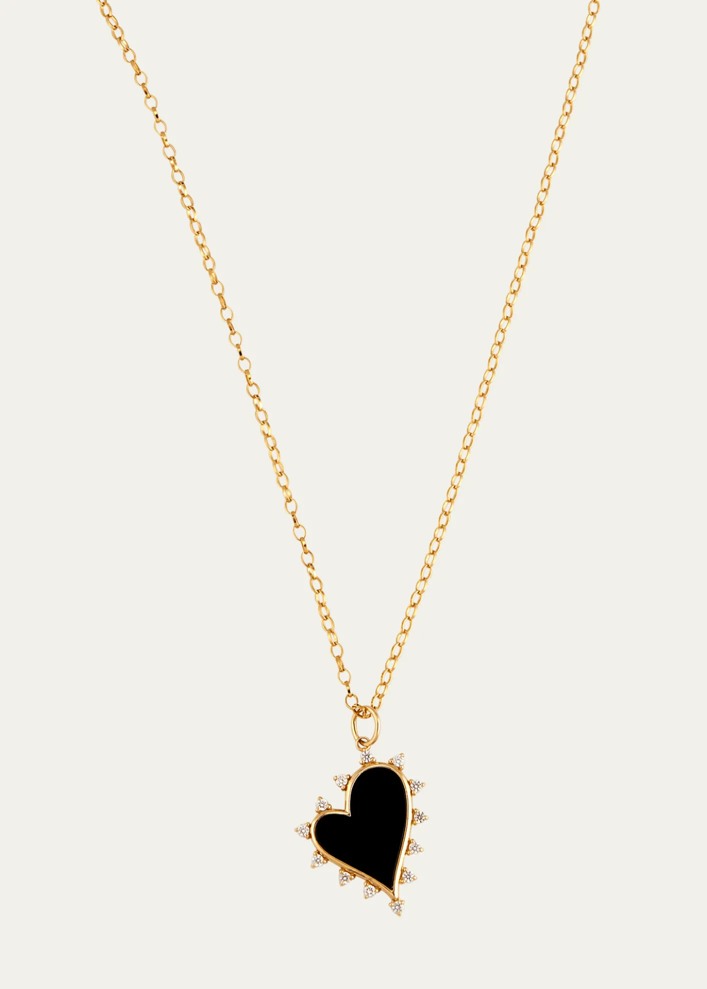 Monica Rich KosannBlack Agate Heart Necklace with Diamonds