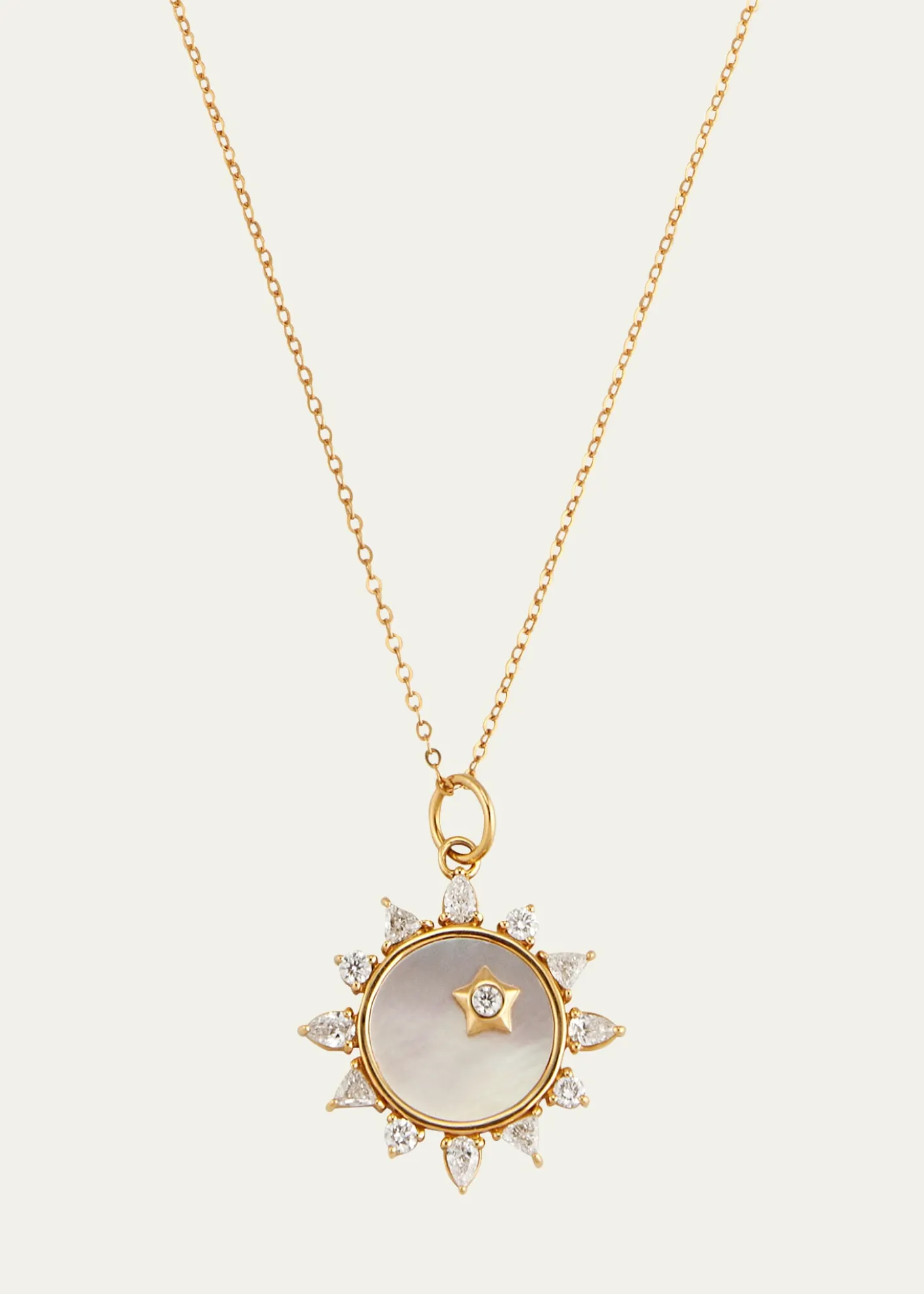 Monica Rich KosannMother of Pearl Diamond "Happiness" Sun Charm Necklace