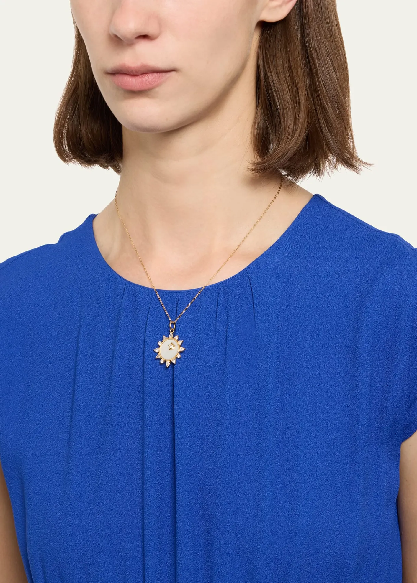 Monica Rich KosannMother of Pearl Diamond "Happiness" Sun Charm Necklace